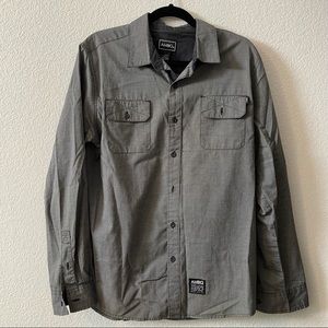 NWOT Mens Size L Grey AMBIG LS Button Up